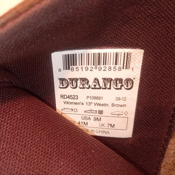 DURANGO "Charlotte" Women's Sz 9US/41EU Brown Aged Leather Inside Zip Tall Boots - Picture 12 of 12